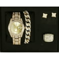 thumbnail image 3 of Charles Raymond Blinged Out It's Lit! Hip Hop Wristwatch & Jewelry Set w/Cuban Chain Bracelet, Kite Iced Out Earrings & Ring - GJM13, ST10328, Gold, Ring Size-11, 3 of 7