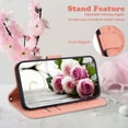 thumbnail image 2 of Allytechgroup Flower Embossed Flip Stand Cards Slots Shockproof Hand Wrist Wallet Case Cover for  Samsung Galaxy A05S, Pink, 2 of 6