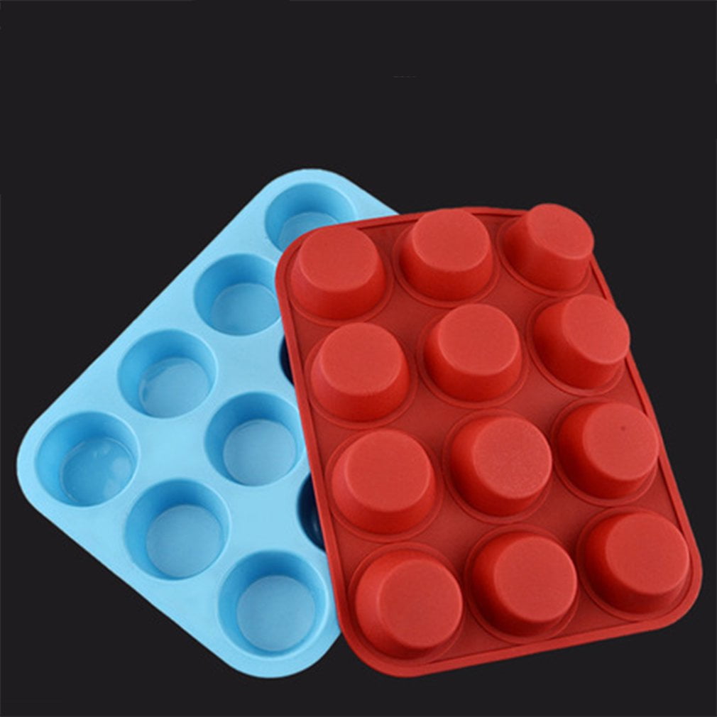 Round Silicone Muffin Pan Silicone Cupcake Baking Cups Mold 12 Non