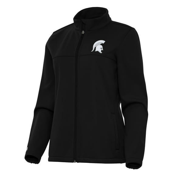Women's Antigua Black Michigan State Spartans Links 2 Full-Zip Golf Jacket