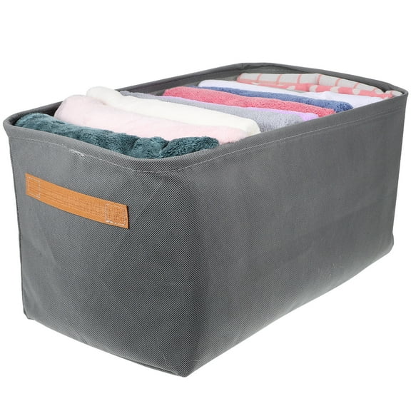PartyKindom 3Pcs Grey Closet Organizer Fabric Storage Bins with Handles for Home Clothes