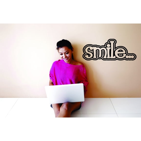 Wall Decal : Smile... Teen Girl Boy Bedroom Sign 10x20 Inches