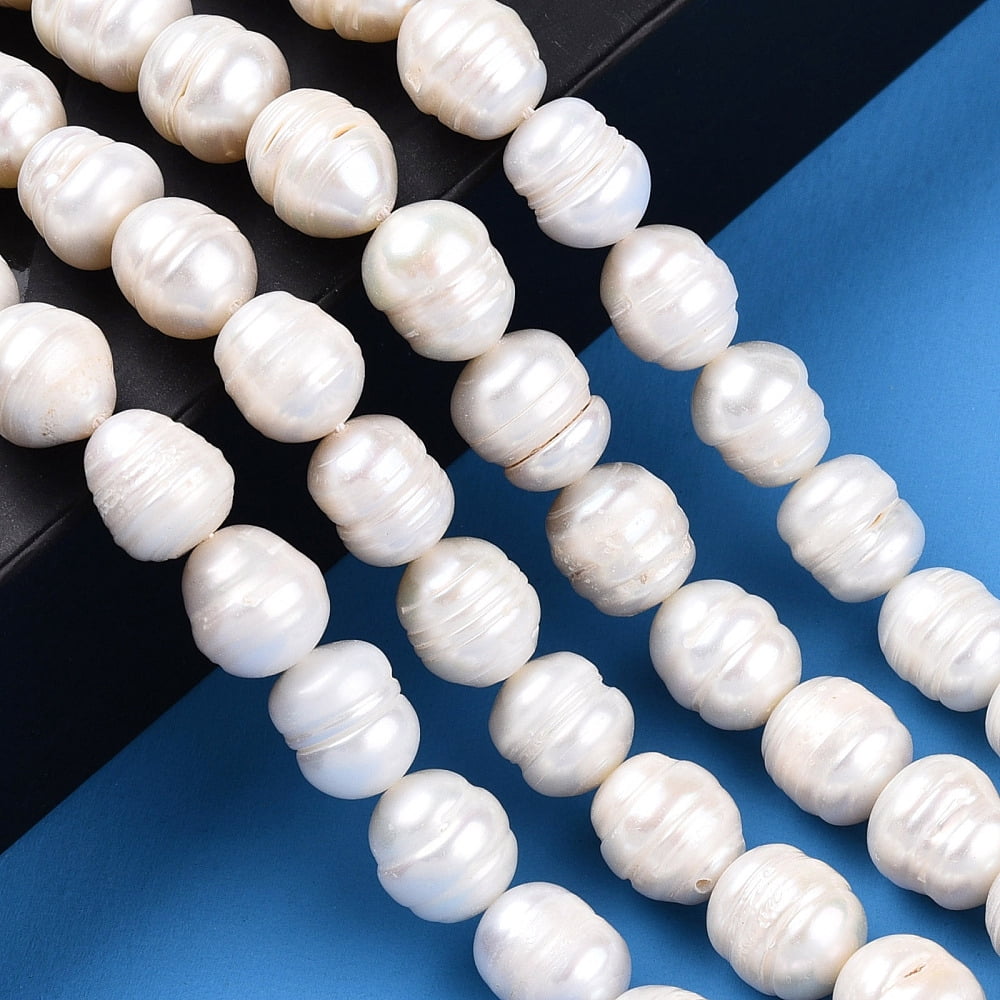 Natural Cultured Freshwater Pearl Beads Strands Baroque Keshi Pearl Rice Beads Seashell color 8~11x8.5~9mm Hole: 0.7~0.8mm 19pcs/strand 7.09 inch(18cm)