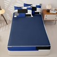 thumbnail image 4 of Castle Fairy Geometric Geometric Block Zipper Twin Comforter Sets with Fitted Sheet and 2 Pillowcases,Abstract Square Zipper Bedding Set,Navy Gray Black White,Reversible, 4 of 5