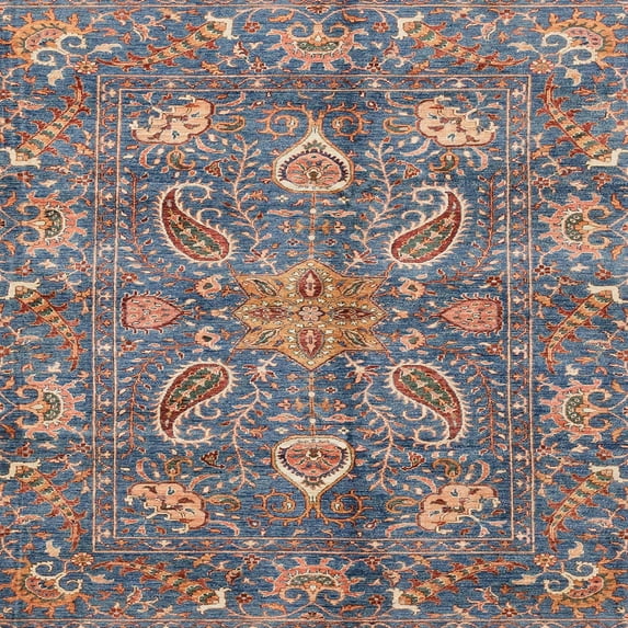 Ahgly Company Indoor Square Abstract Rosy Purple Oriental Area Rugs, 6' Square