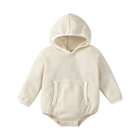 

Toddler Kids Baby Boys Girls Patchwork Solid Long Sleeve Hoodie Pullover Sweatshirt Romper Bobysuit Outfits Clothes Boys Jumpsuit