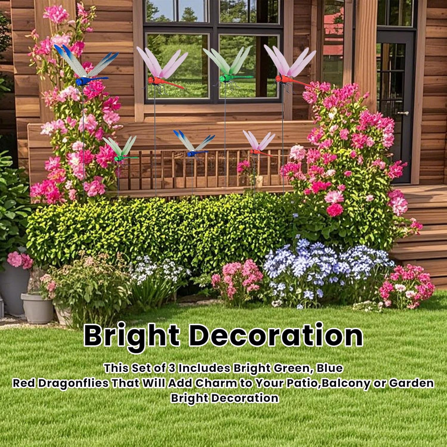 3 PCS Dragonfly Clips for Bugs Repellent Outdoor, 3D Artificial Dragon Fly Hat Clips Waterproof Realistic Garden Patio Decor for Indoor Outdoor, Dragonfly Clips to Keep Bugs Away (3 Color Set)
