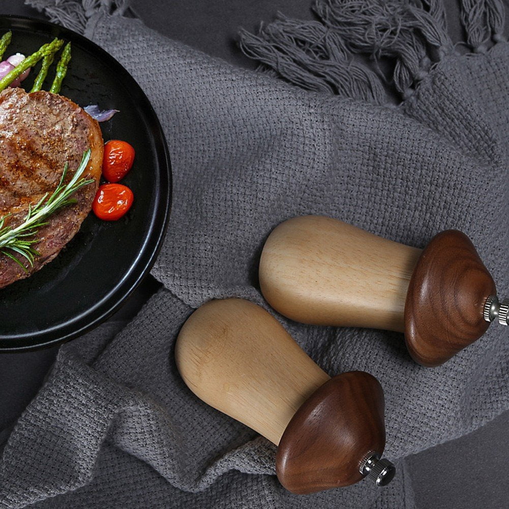 Mushroom Shaped Grinder Wooden Pepper Grinder Salt Pepper Mill Manual Grinding Gadget Pepper Grinder Tool for Kitchen