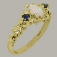 thumbnail image 2 of LBG British Made 9k Yellow Gold Natural Opal & Sapphire Womens Anniversary Ring - 33 size options - Size 7.75, 2 of 8