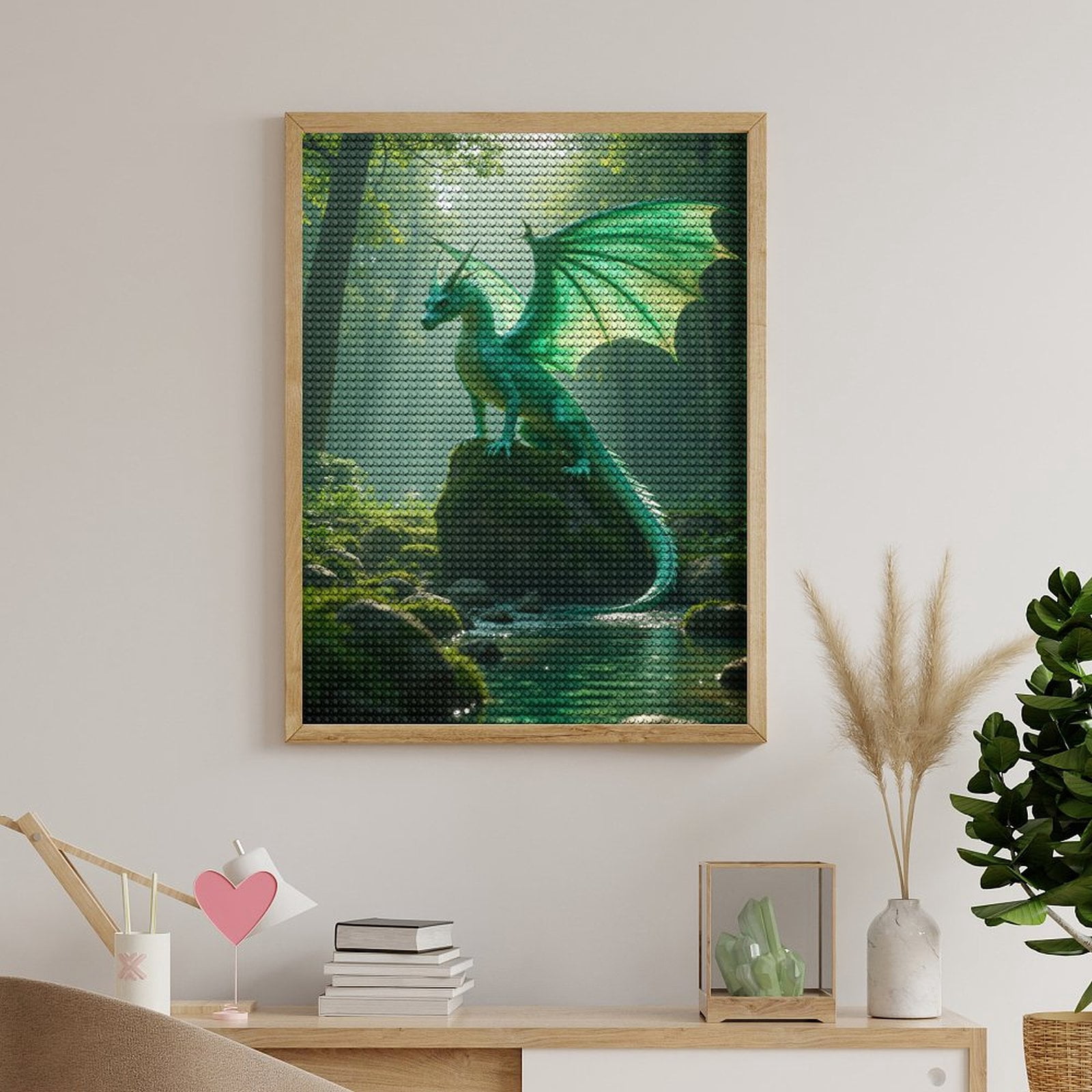 Diamond Art Kits for Adults, Green Dragon Forest Serenity 5D Diamond Painting Kits for Adults Beginners, DIY Full Drill Diamond Painting, Gem Art and Crafts 12x16