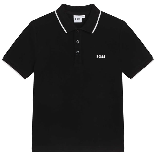 Polo BOSS de manga corta para niños, 16 años, negro