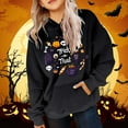 thumbnail image 2 of WERYOUNG Girls Boys Hoodies Cartoon Pumpkin Ghost Letter Printed Long Sleeve Pullover Hooded Halloween Sweatshirt With Pocket Child Cozy Party Hoodie,Black,4-5 Years, 2 of 4