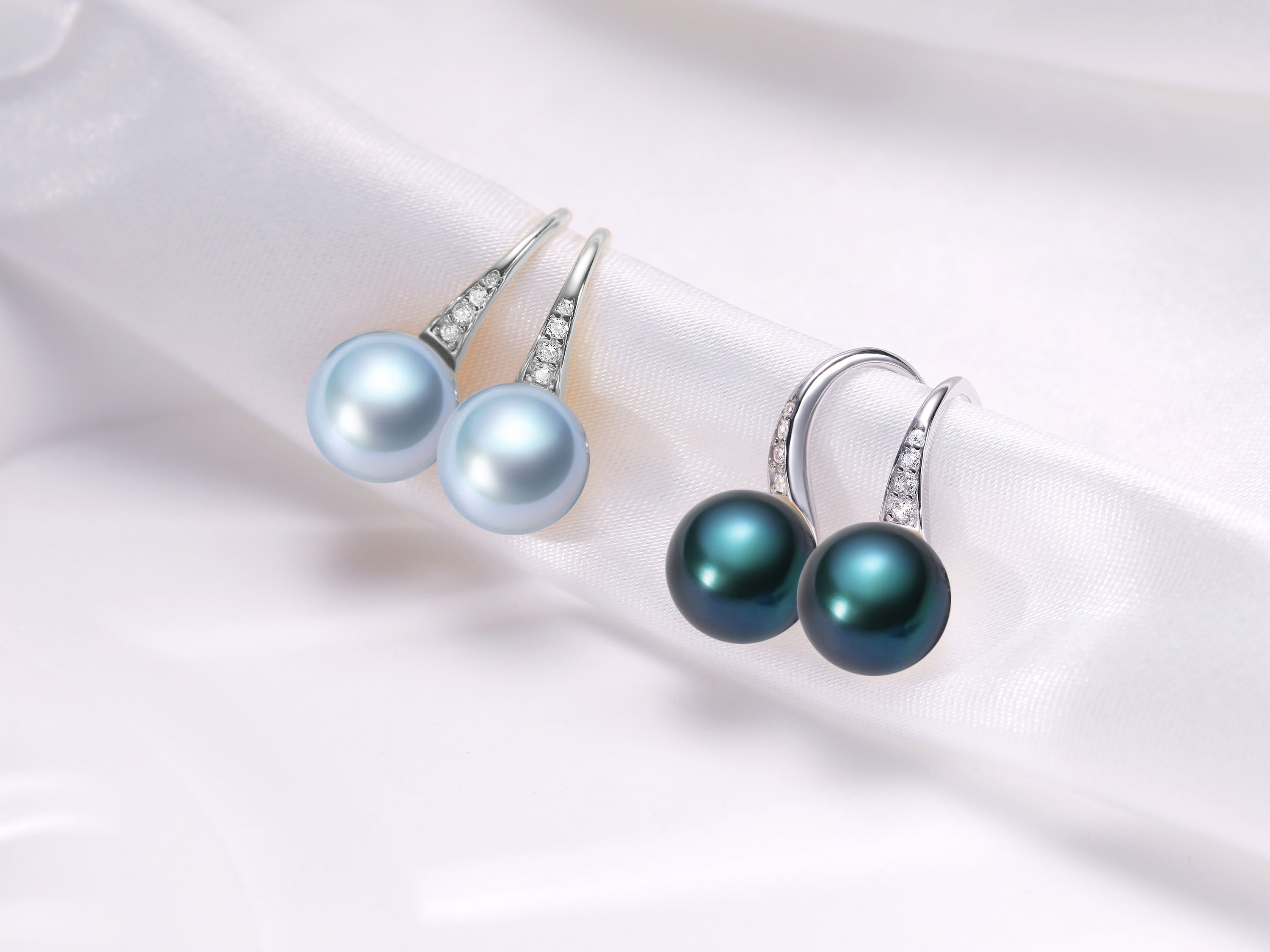 YAMI7.5-8 mm Blue Pearl Earrings, 925 Sterling Silver Drop Dangle Earrings with CZ, Cultured Pearl Jewelry Gift for Women