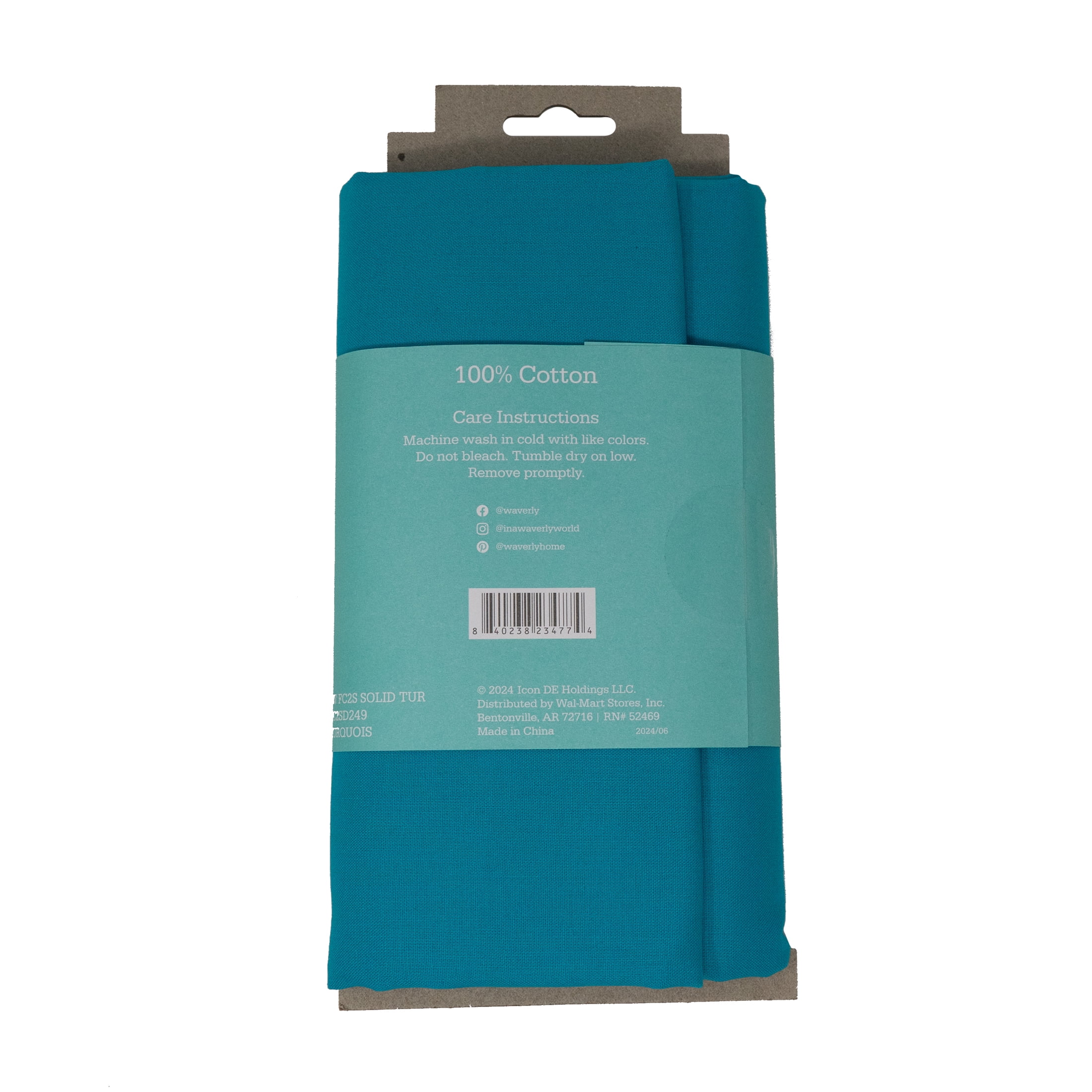 Waverly Inspirations 2 Yard Cut 100% Cotton Solids Fabric, Turquois, 44" Wide for Quilting & Sewing
