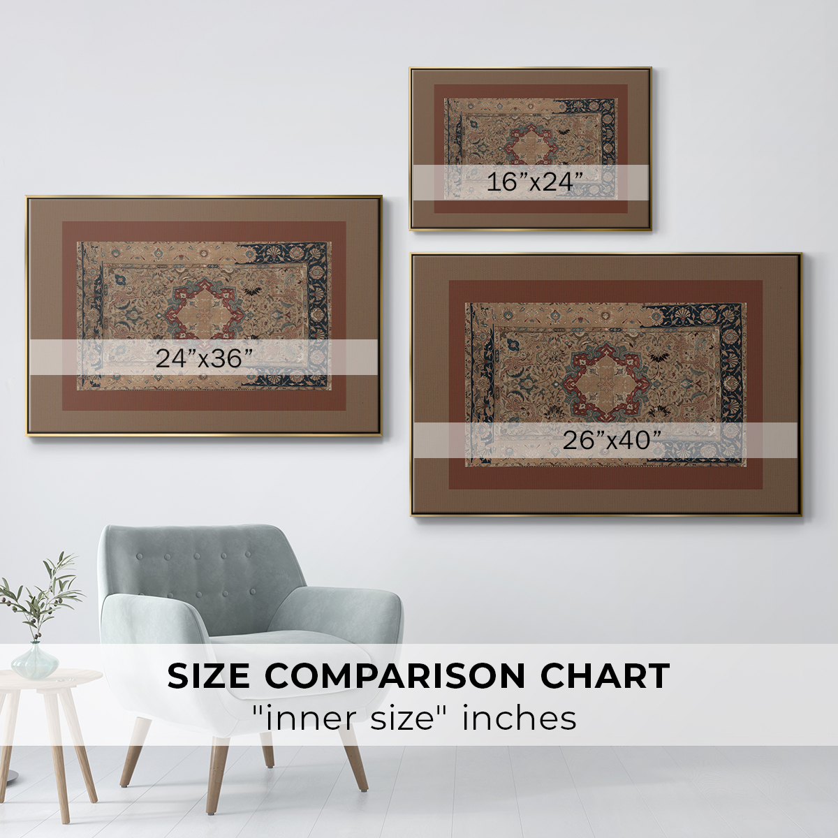 Vintage Abstract Print-XII Framed in Gold Wood Gallery Wrapped Canvas 25 in. x 37 in.