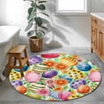 thumbnail image 4 of Round Area Rug 4ft, Spring Easter Resurrection Eggs Non-Slip Non-Shedding Floor Mat, Watercolor Floral Art Washable Sturdy Carpet for Living Room Bedroom Home Decor, 4 of 9