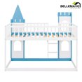 thumbnail image 3 of Bellemave Blue Twin over Twin Castle-shaped Bunk Bed with Ladder, Twin Size Wood Bunk Bed Frame with Castle Appearance, 3 of 7