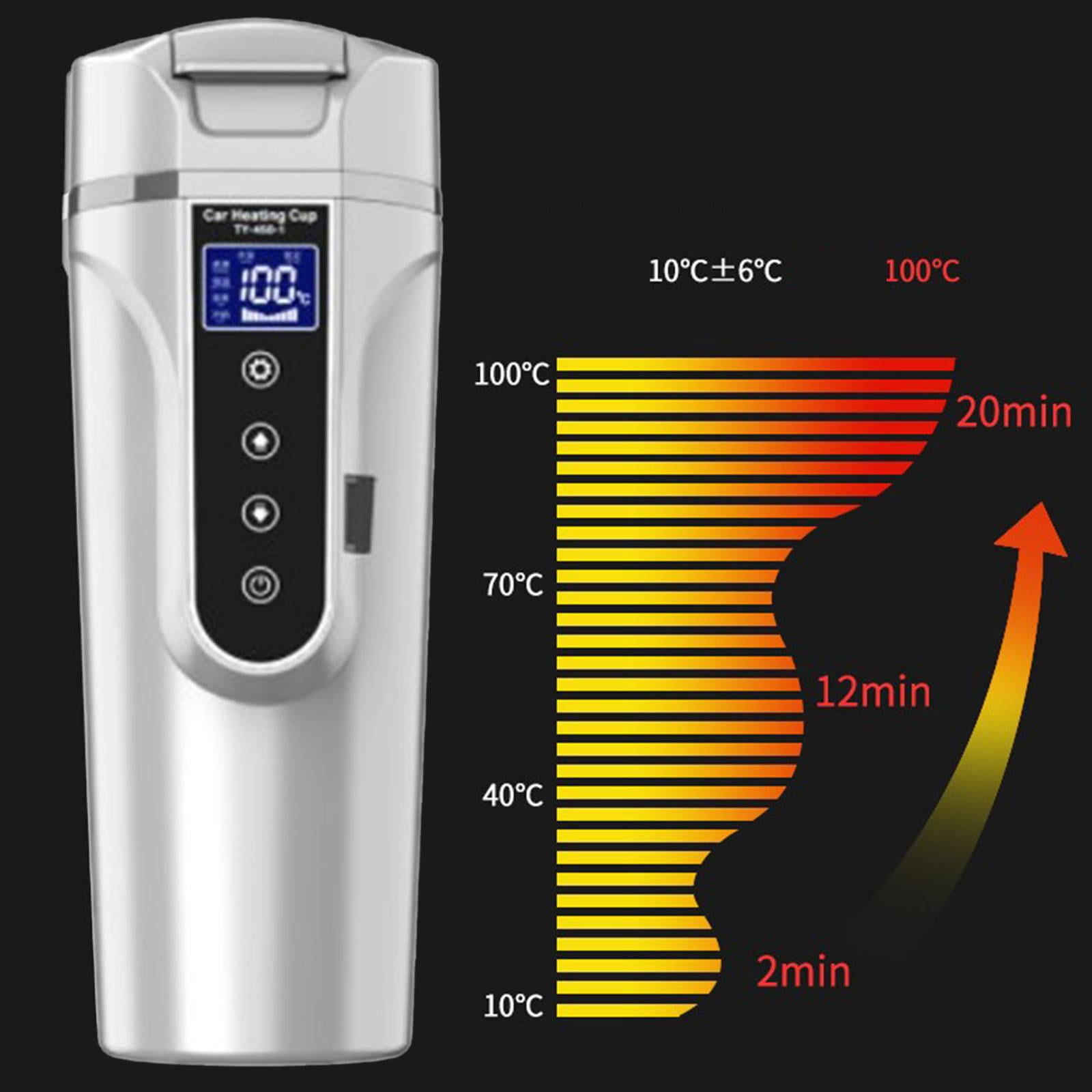 Electric Car Kettle Heater 12V/24V 450ml Digital Display Portable Camping Auto Shut Off Milk , White
