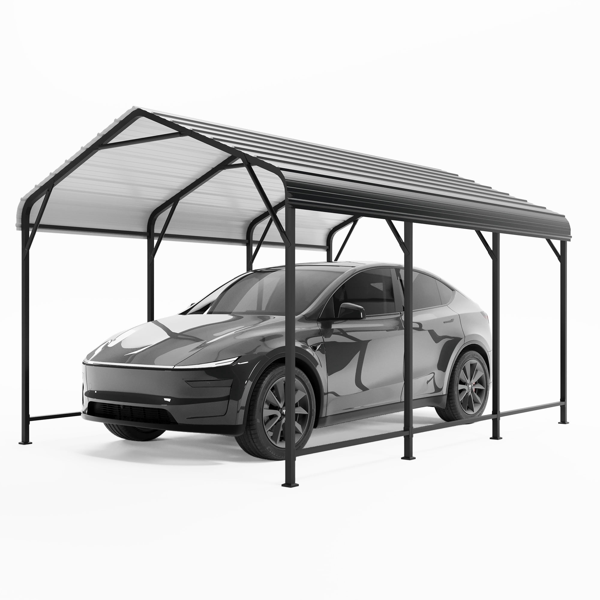 LAUSAINT HOME 10' x 15' Outdoor Metal Carport, Heavy Duty Waterproof Carport with Steel Panels for Car, Boat, Truck