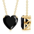 thumbnail image 4 of Rosec Jewels Natural Black Spinel Heart Necklace for Women - 2 Ct - AAA Grade August Birthstone Necklace with Chain, 14K Yellow Gold, 4 of 8