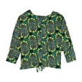 thumbnail image 2 of Karen Kane Womens Floral Tie Front Button Down Blouse, Green, Large, 2 of 2