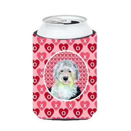

Carolines Treasures LH9171CC Old English Sheepdog Valentines Love and Hearts Can or bottle sleeve Hugger