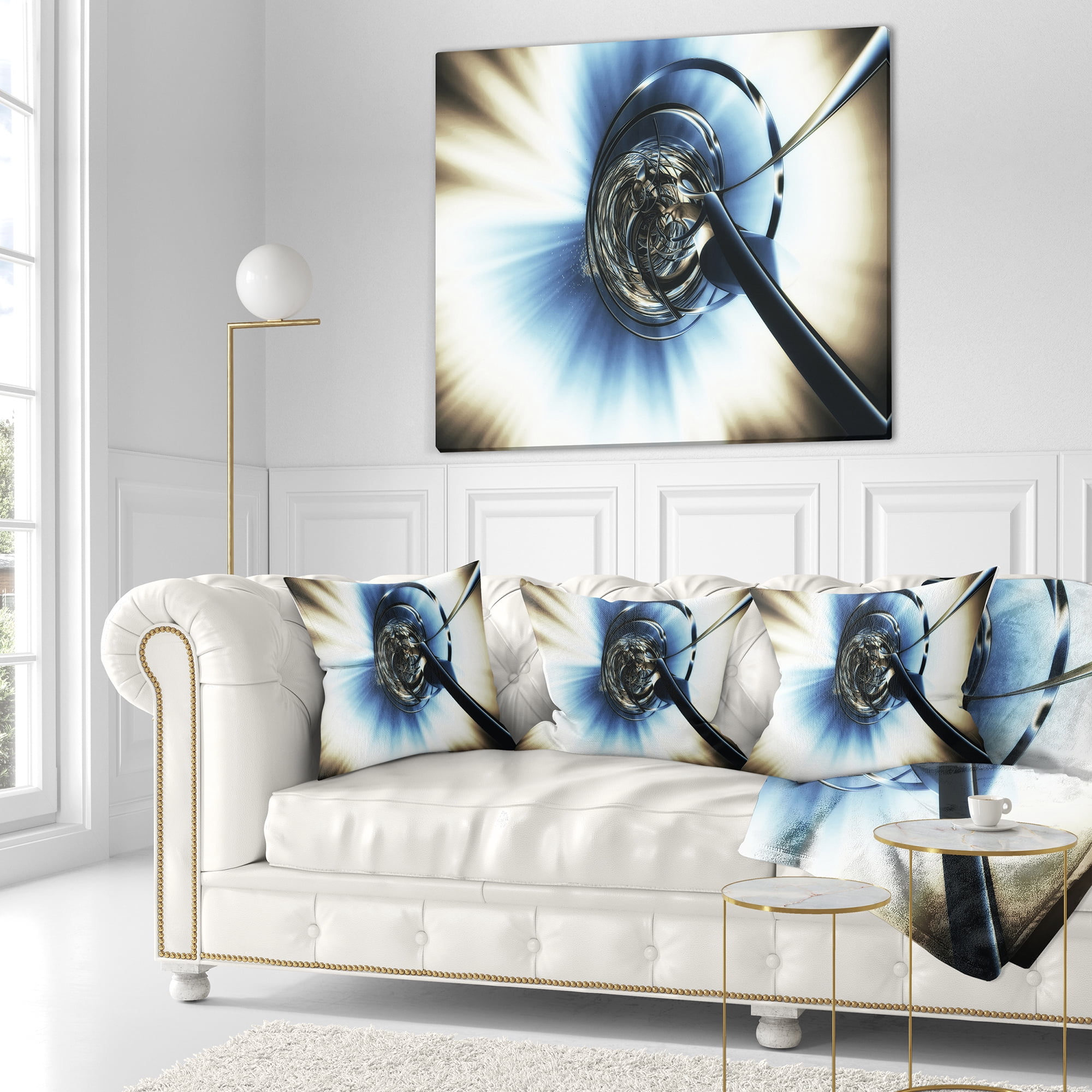Designart Fractal 3D Tangle in Middle - Contemporary Throw Pillow - 16x16