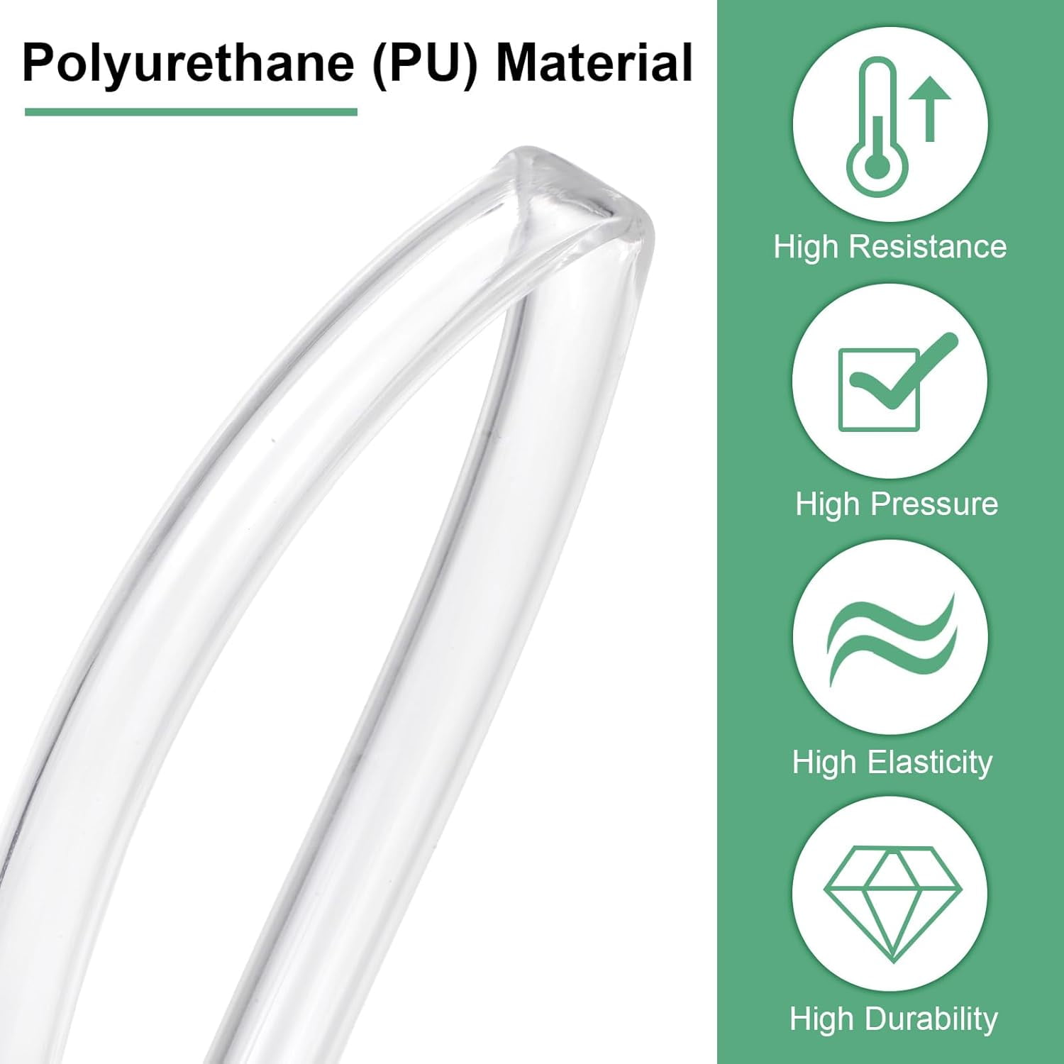 MKEUDQ-Pneumatic Tubing Pipe, 6.5mm(ID) x10mm(OD) PU Polyurethane Air Compressor Hose for Air Compressor Fitting/Gas/Fluid Transfer, Air Hose Line Tube [2M/6.56ft, Clear]
