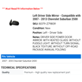 thumbnail image 2 of Left Driver Side Mirror - Compatible with 2007 - 2013 Chevy Suburban 2500 2008 2009 2010 2011 2012, 2 of 2
