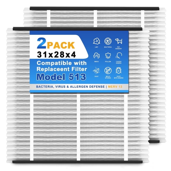SNAPZY 510 513 Replacement Filter Compatible with AprilAire Air Purifier Models 1510 2516, Merv 13 Whole House Furnace Filters 31x28x4, 2-Pack