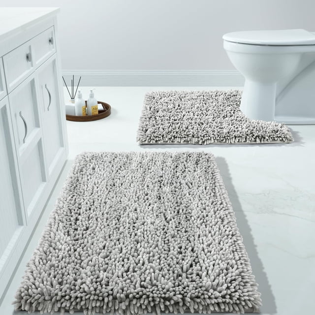 Juego de alfombras de baño Yimobra Luxury Shaggy extra gruesas de 2 piezas