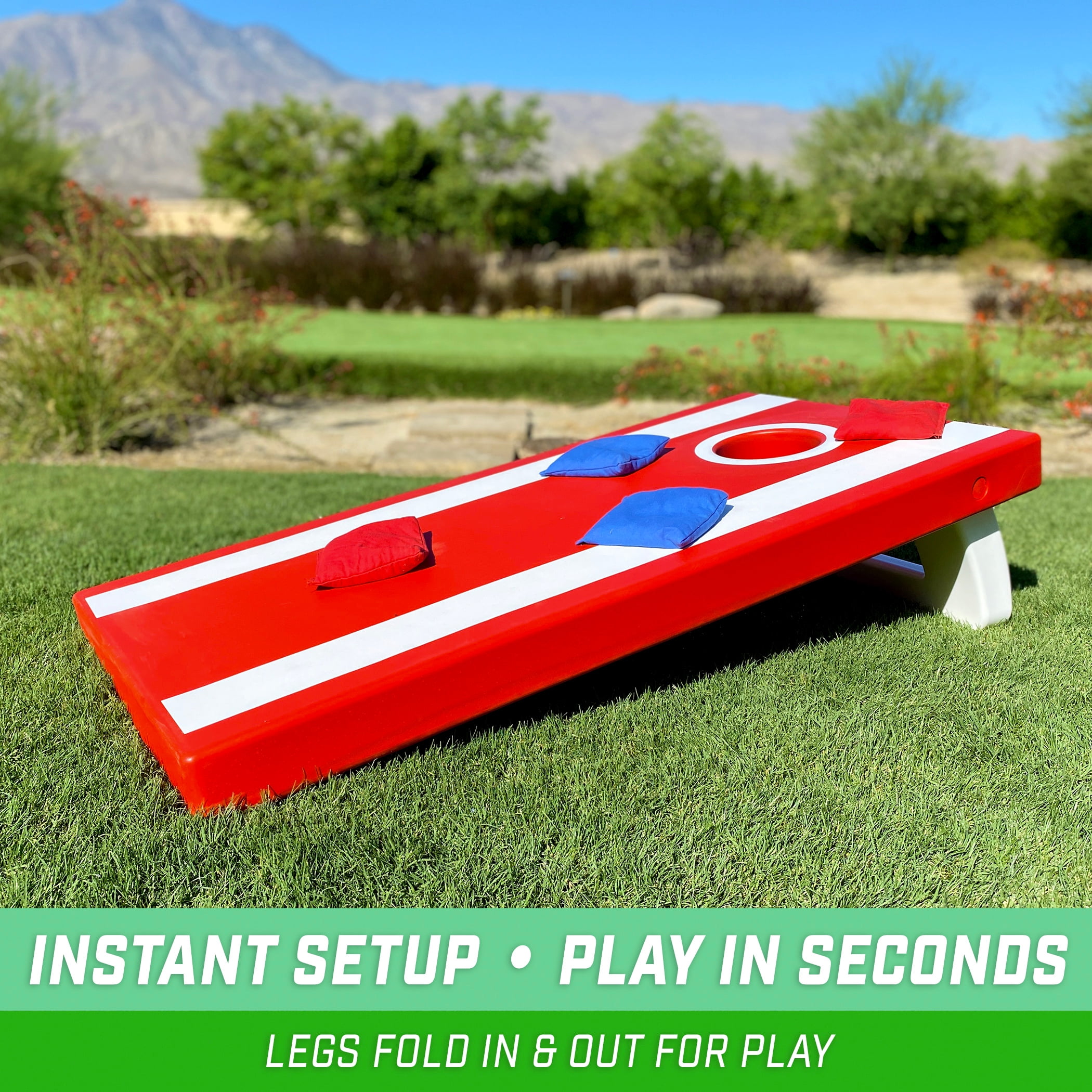 GoSports 4'x2' All Weather Cornhole Game Set - Includes 8 Bags & Game Rules, CH-02-BM-RED, Red Edition