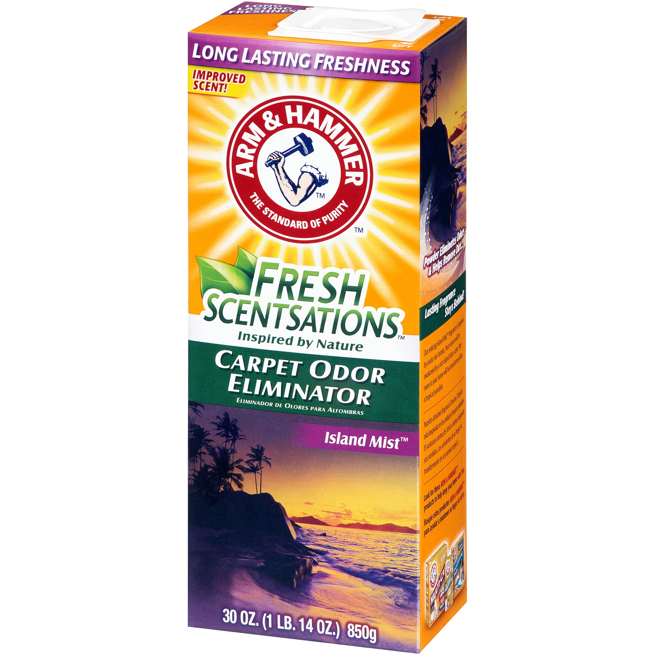 (6 pack) ARM & HAMMER Fresh Scentsations Carpet Odor Eliminator Powder, Island Mist, 30 oz
