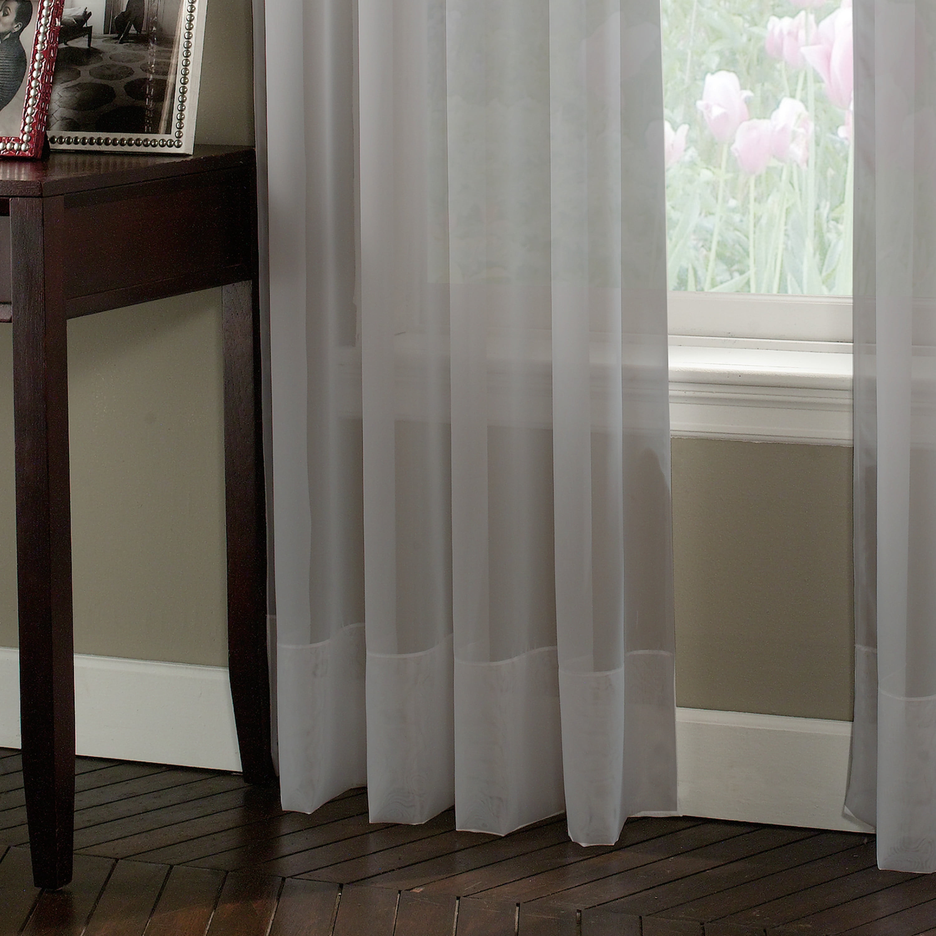 Curtainworks Soho Voile Indoor Polyester Sheer Poletop Single Panel, Silver, 59" x 132"