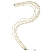 PENIKOKO Beige Layered Necklace with Faux , Fashion Jewelry for Women, Elegant Accessory for Special Occasions