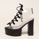 thumbnail image 4 of Sandalias de boca Pez, Sandalia Botas gruesas Mujeres transparentes Correa de PVC Tacón con cordones Sandalias de plataforma para mujer JM, 4 of 7
