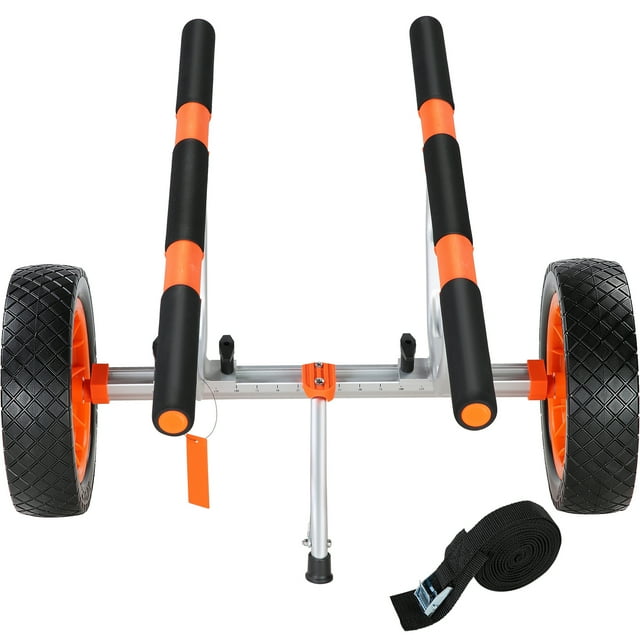 KFFKFF Support de Kayak Robuste, Supporte jusqu'à 450lbs, Chariot de Canot Amovible avec Pneus Robustes de 12 Pieds', Largeur Ajustable et Support Antidérapant, Convient aux Kayaks, Canots, Planches à Pagaie, Tapis Flottants