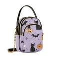 thumbnail image 7 of FORMRS Crossbody Bag for Women Quilted Travel Shoulder Cell Phone Purse with Chain Strap Handbag, Light Purple Halloween Black Cat, 7 of 7