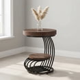 thumbnail image 4 of 19.69'' X 24.8'' Round End Table 2-Tier Storage Shelf Faux Marble Top Arc-Shaped Frame Accent Table Nightstand Rustic Brown And Black 2-Piece Set For Living Room Bedroom, 4 of 10