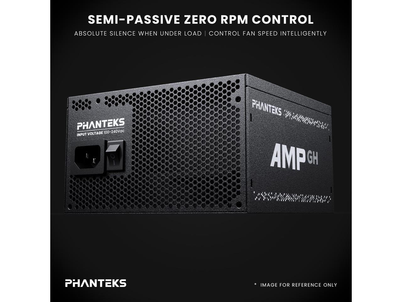 Phanteks AMP GH 1000W Platinum Power Supply, ATX 3.1 and PCIe 5.1 Platform, Fully Modular Individual Cables, Silent Fanless mode, Black.