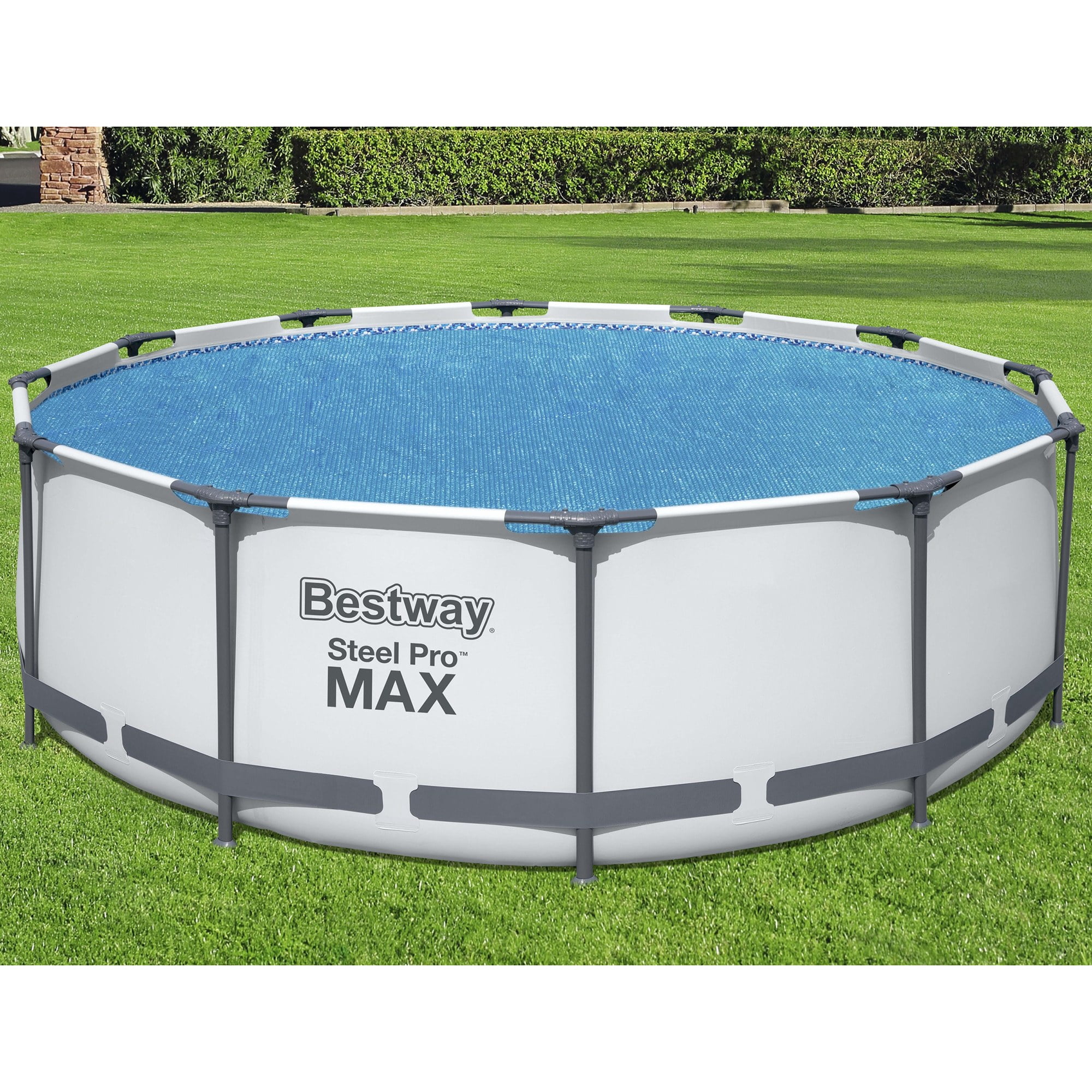 Flowclear: 12' Solar Pool Cover - Round Above Ground Pool Protector, Clean Water Maintenance Accessory, Solar Energy Heats Water, Keep Out Debris