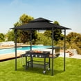 thumbnail image 2 of AECOJOY 8' x 5' Outdoor Grill Gazebo with Vented Top, Double Tier BBQ Canopy Gazebo-Black, 2 of 8