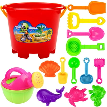 14pcs Children Summer Beach Toys Plastic Shovel Toys Sand Mold Hourglass Set Gift for Kids Children Baby Style:Combo