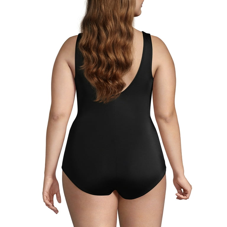 Lands' End Women's Plus Size Tummy Control Chlorine Resistant Soft Cup  Tugless One Piece Swimsuit
