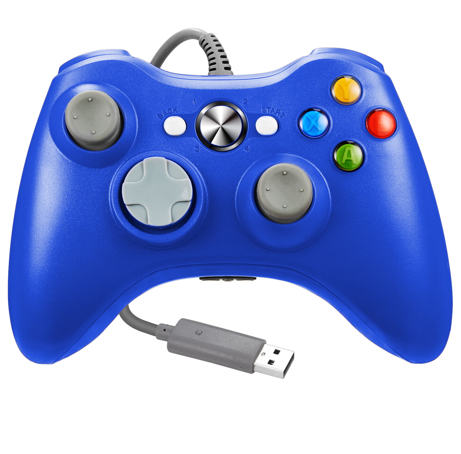 LUXMO Xbox 360 Wired Controlle with Shoulders Buttons for Xbox 360/Xbox 360 Slim/PC Windows 7 8 10 Game (Blue)