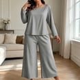 thumbnail image 3 of Byworldtasic Womens Plus Size Lounge Set 2 Piece Outfits Sweatsuits Tracksuit Long Sleeve Baggy Wide Leg Pant Sets, 3 of 7