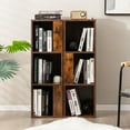 thumbnail image 2 of Costway 2 PCS 3-tier Wood Bookshelf Display Storage Rack for Small Spaces Rustic Brown, 2 of 11