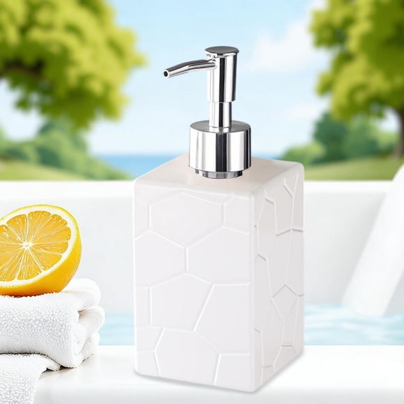 EGNMCR Storage Containers Textured Glass Soap Dispenser Refillable Liquid Hand Soap Dispenser For Bathroom Premiums Pump Bottle For Shower Gel Shampoo Lotion Kitchen Sink Decor Glass vial