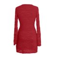 thumbnail image 6 of Adeawade Elegant Dresses For Women V Neck Long Sleeve Lace Bodycon Party Dress Fall Winter Occasion Trend Commute And Outings Wear Red L, 6 of 7