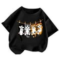 thumbnail image 4 of WhouRiu Toddler Girls Tshirt Cartoon Cat Prints Short Sleeve Loose Tee Shirt Kids Comfy Breathable T Shirts Black,Sized 2-4, 4 of 4